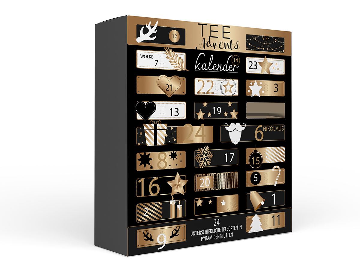 Adventskalender zwart Golden Christmas
