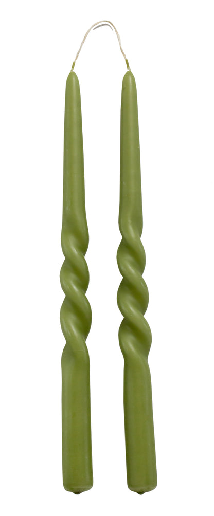 Twist dinerkaarsen olijfgroen