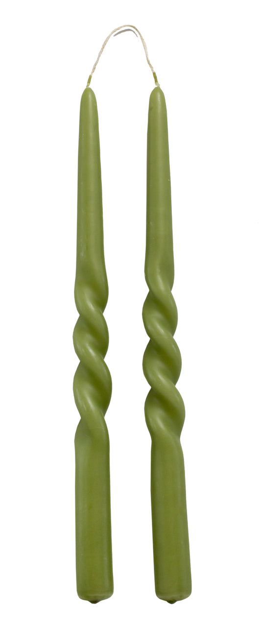Twist dinerkaarsen olijfgroen