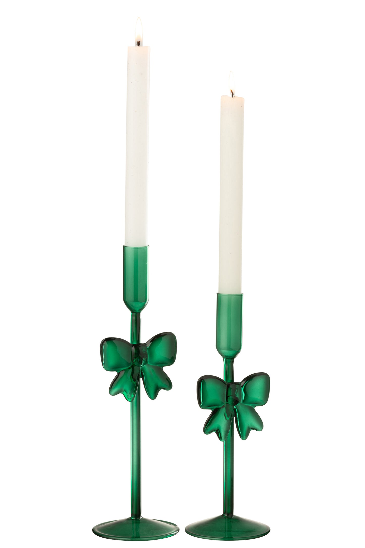 Kandelaar met strik - set van 2 - groen