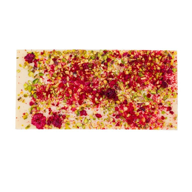 Witte chocolade pistache en framboos