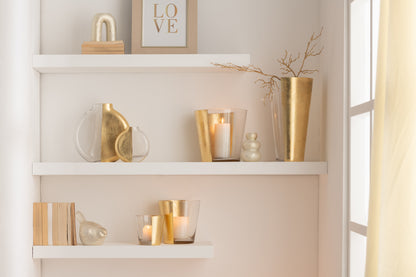 Windlicht transparant / goud